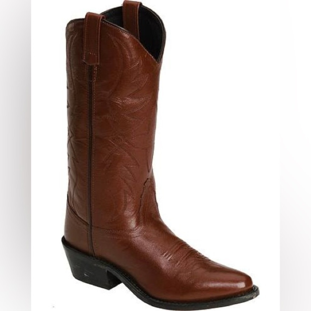 Old West Men’s Smooth Leather Western Boots – Round Toe